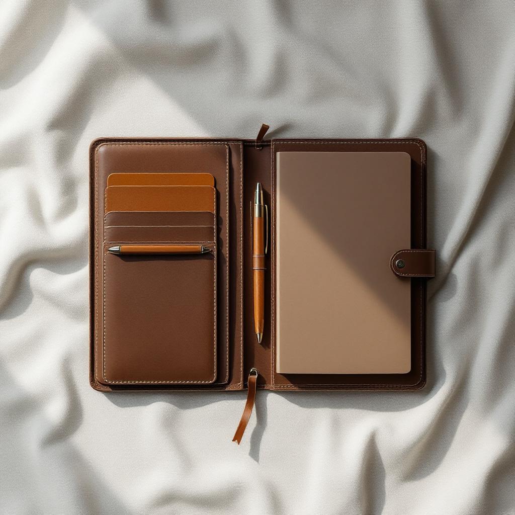 Cascadia Writing Folio — An elegant leather writing folio with premium notebooks, designed for writers